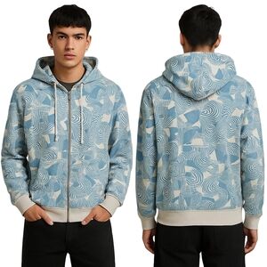 SAPPHIRE LOUNGE Hoodie Mens Large Blue White Graphic Y2K Streetwear Hip Hop